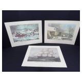Currier & Ives Lithographs - Farm-Yard in Winter; The Road in Winter; Nightingale (Lot 3)