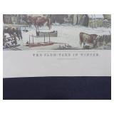 Currier & Ives Lithographs - Farm-Yard in Winter; The Road in Winter; Nightingale (Lot 3)