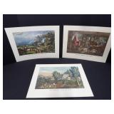 Currier & Ives Lithographs - Rocky Mountains; Trotting Cracks at the Forge; Farmers Home - Autumn