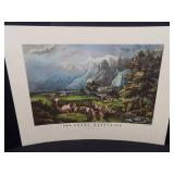 Currier & Ives Lithographs - Rocky Mountains; Trotting Cracks at the Forge; Farmers Home - Autumn