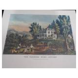 Currier & Ives Lithographs - Rocky Mountains; Trotting Cracks at the Forge; Farmers Home - Autumn