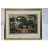 Currier & Ives Harvesting Lithograph, C2749 - 8.7 x 12.8 in.