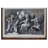 Currier & Ives Mischief and Music Framed Print - 125 Nassau St New York