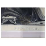 Antique Currier & Ives Lithograph - "Bed Time" (1873)