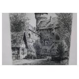 Signed Original Etching of Sinwell Tower, Castle of Nuremberg, Germany