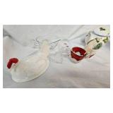 Nesting Chicken Top, Teleflora Teapot, Glass Gravy Boat