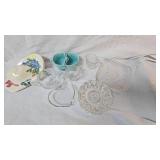 Vintage Camark USA Pottery Sugar/Creamer, Cambridge Glass Sugar/Creamer