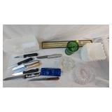 Milk Glass Planters, Crystal Ash Tray, Vintage Misc