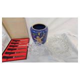 Steak Knife Set, Cookie Jar, Crystal Candy Bowls
