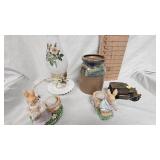 Chimney Lamp, Candle Holders, Metal Coin Bank(Merchantile Trust Company)