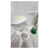 Milk Glass Vases, Candleholder