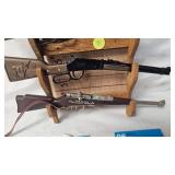 3 Mini Cap Gun Rifles and Holder