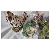 Frog Statues, Chicken Figure, Window Hangers