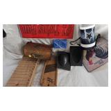 Misc Vintage Lot, signs, Kraut Grater, Treasure Box, Molds