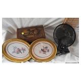 Wood Cedar Box, Small Desk Fan, Pictures
