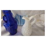 Misc Milk Glass and Blue Glassware