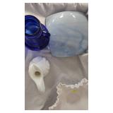 Misc Milk Glass and Blue Glassware