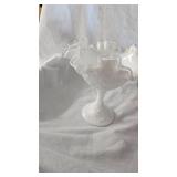 Fenton Silver Crest Lace Milk Glass, Chinese Moon Vase