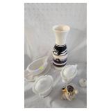 Milk Glass Sugar/Creamer, Vase, Gravy Boat