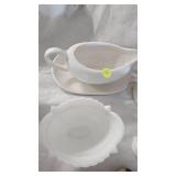 Milk Glass Sugar/Creamer, Vase, Gravy Boat