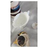 Milk Glass Sugar/Creamer, Vase, Gravy Boat