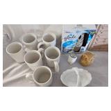 Set of Coffee Cups, Milk Glass, Misc