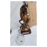 Resin Horse Sculptures and Mis Glassware