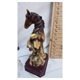 Resin Horse Sculptures and Mis Glassware