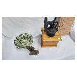 Coffee Grinder, Texas Pottery, Decorative Brass Eagle