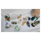 Decorative Miniature Porcelain Shoes and Misc Glassware