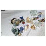 Decorative Miniature Porcelain Shoes and Misc Glassware