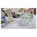 Decorative Miniature Porcelain Shoes and Misc Glassware