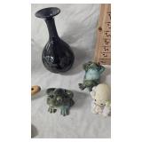 Milk Glass Banana Stand, Spoons, Glazed Pottery Vase