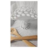 Milk Glass Banana Stand, Spoons, Glazed Pottery Vase