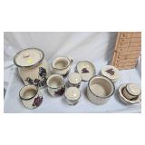 Home and Garden Party Apple and Birdhouse Spoon Rest, Jars, Coasters