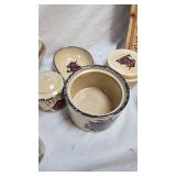 Home and Garden Party Apple and Birdhouse Spoon Rest, Jars, Coasters