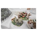 Charming Falls Figures, Candy Dish, Milk Glass Dishes