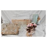 Large Lot of Wine Glasses, Vases, Head Figurine