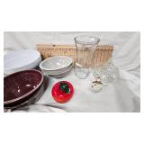 Texas Ware Bowls and Various, Glass Art Apple, Etc