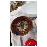 Texas Ware Bowls and Various, Glass Art Apple, Etc