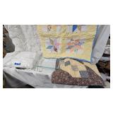 Glass Pan, Lap Quilts, Crocheted Tablecloth