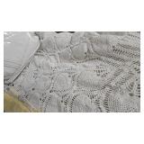 Glass Pan, Lap Quilts, Crocheted Tablecloth