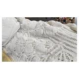 Glass Pan, Lap Quilts, Crocheted Tablecloth