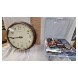Sterling and Noble Clock and 2 Boxes Asst VHS tapes