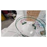 Glass Handled Basket, Handpainted Vase