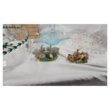 Glass Handled Basket, Handpainted Vase