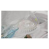 Glass Handled Basket, Handpainted Vase