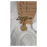 Phenix Boullion Cubes Jar, Brass Bell, Milk Glass