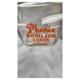 Phenix Boullion Cubes Jar, Brass Bell, Milk Glass