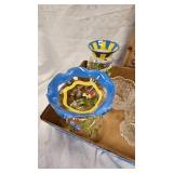 Hand Painted Vases and Clear Glasses